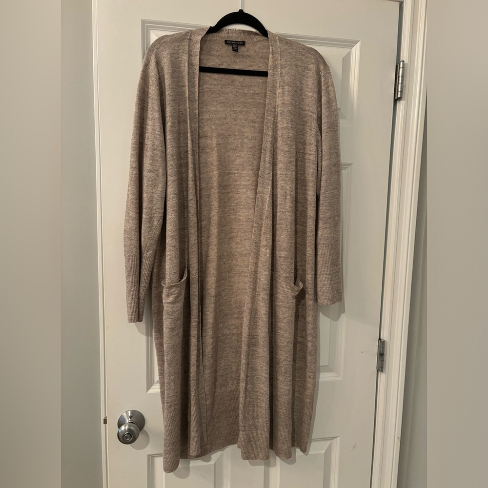 EILEEN FISHER 100% Organic Linen cardigan sweater. Size Extra Large